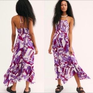 Free People (L) Intimately ‘Heat Wave’ Purple + White Maxi Dress- Tropical Print